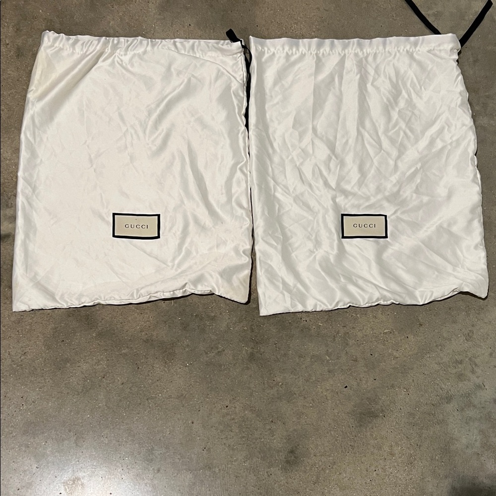Authentic Gucci White Drawstring Logo Dust Bags - Pair